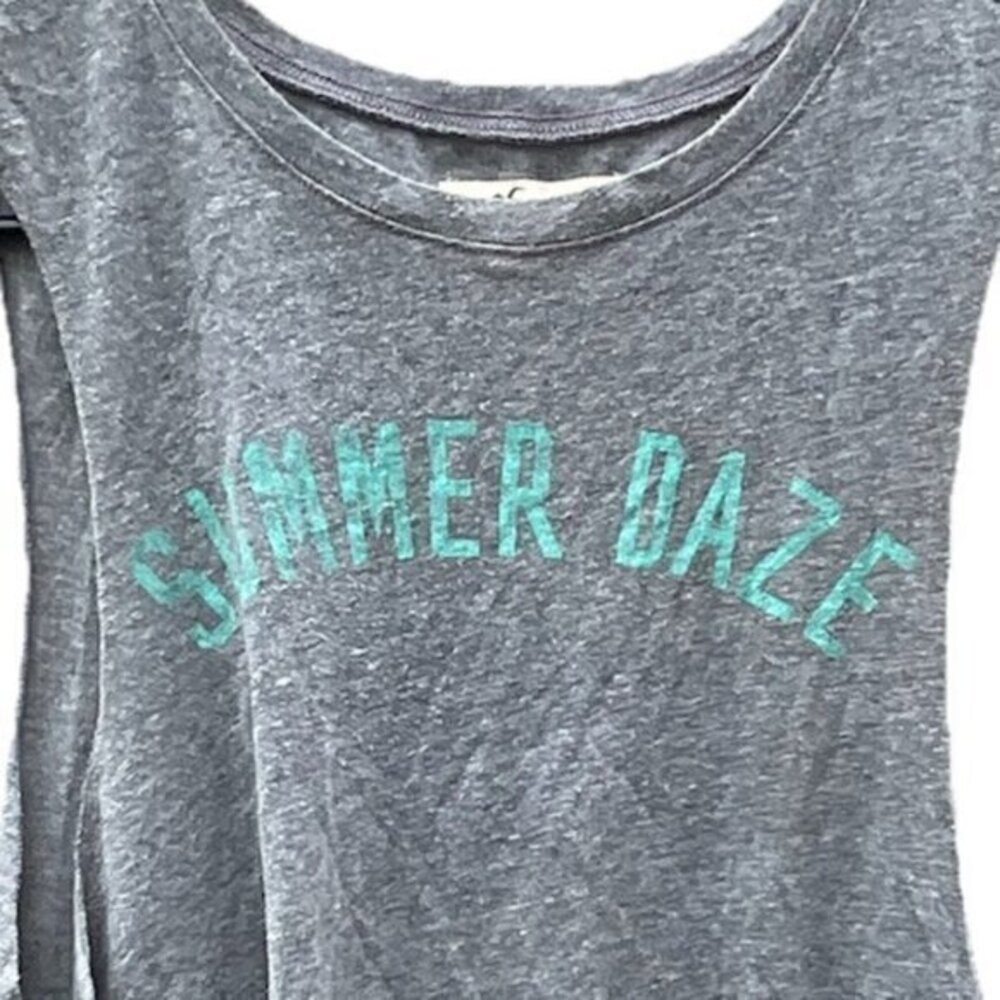 Vintage Hollister Cropped Fringe Western Daze Gray Sleeveless Dangle Shirt Sz XS